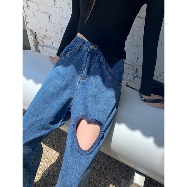 heart cut pants