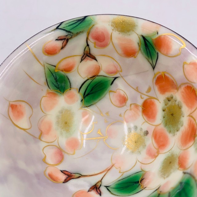 新作 盃 薄紅桜 薄紫地 京焼 陶あん 新作 一点物