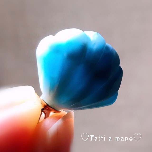 可愛い トップグレード ハンドメイドシェル ラリマーペンダント ネックレス Silver925 Fatti A Mano