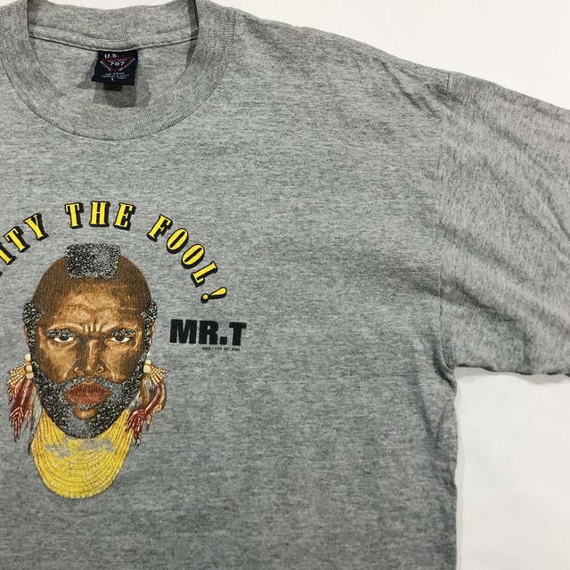 00 S Mr T ミスターt プリント 半袖 Tシャツ グレー 灰色 L 都町の古着屋 Charkha Bazaar チャルカバザール