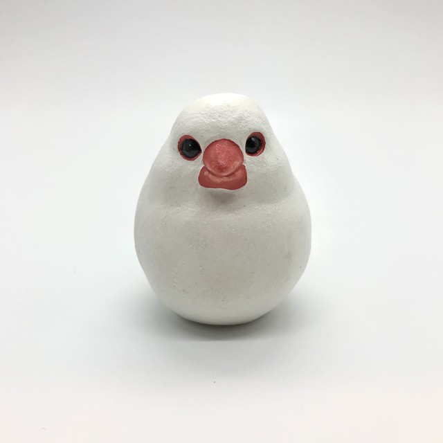 【きゃねこ】 立体作品「メタボ鳥マラカス(小)」文鳥②