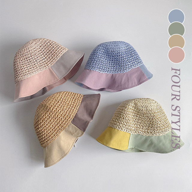 Baby Kids 日焼け止め ネオンカラー麦わら帽子 韓国子供服通販 Baker