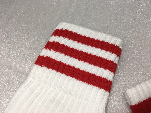 アディダス オリジナルス Adidas Originals ソックス 靴下 3ライン トレフォイル 白赤 V58 Etc