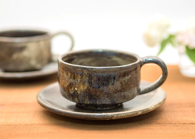 流し掛けコーヒーカップ&ソーサーC/鶴田季子
