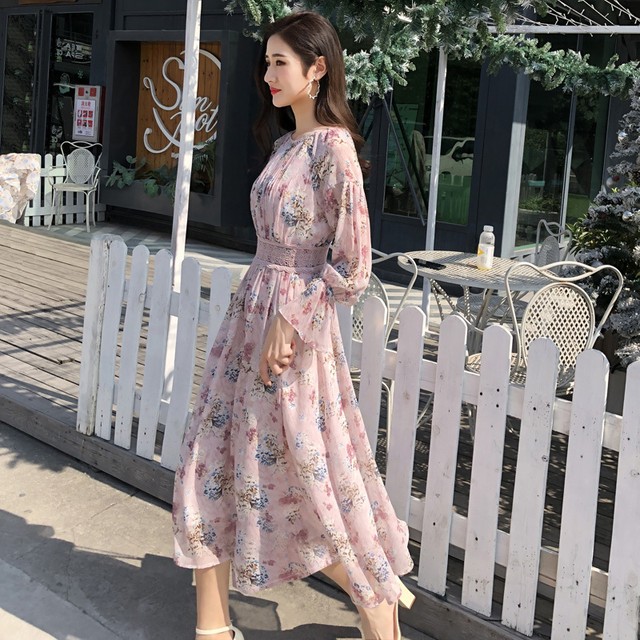 格安即決 花柄 長袖 ベルスリーブ ミモレ丈 ワンピース クルーネック レース ハイウエスト 春コーデ 大人可愛い レディース フェミニン シンプル 未使用 Carlavista Com