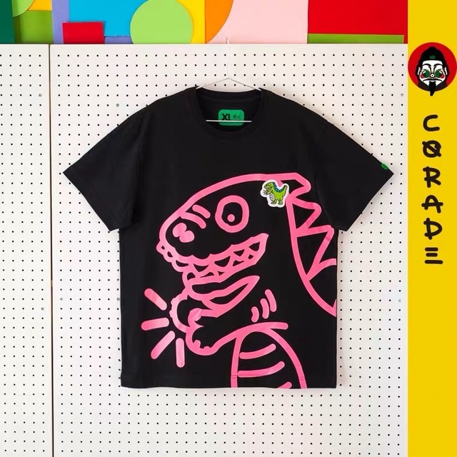 Sorsortシャツ Corade蛍光恐竜ピンクtシャツ 送料無料 メンズ レディース ユニセックス Corade