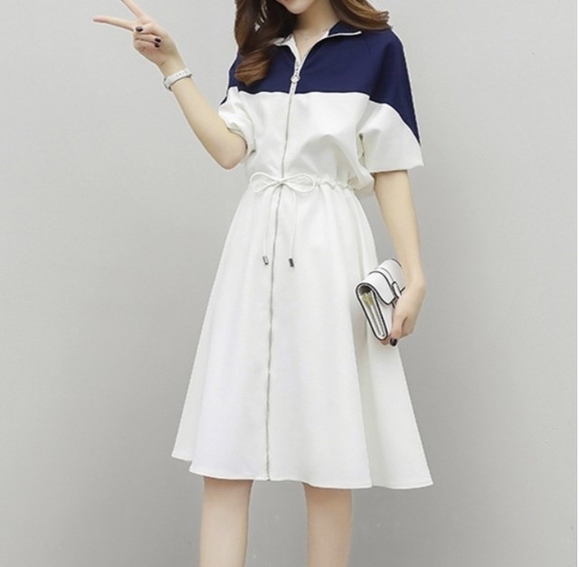 バイカラー ワンピース スポーティー 長袖ワンピ Tamu Shops