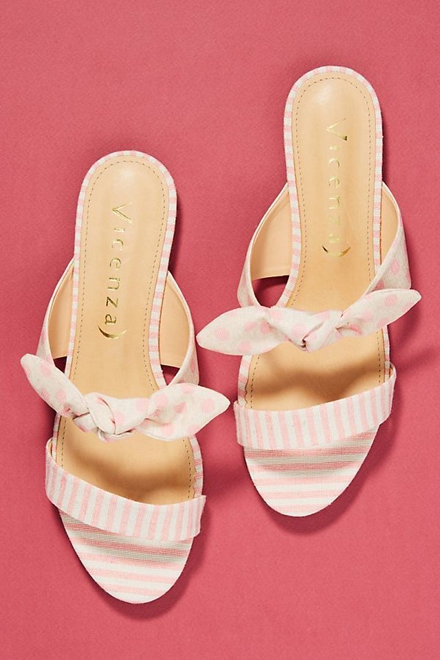 アンソロポロジー レディース サンダル シューズ 靴 新作 18 残りわずか Anthropologie Vicenza Striped Dotted Slide Sandals ピンク Hi808shop