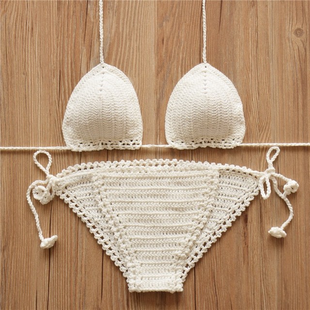 水着 ビキニ レディース かぎ針編み ホワイト 白 Lotus