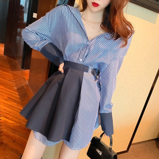 2color 1枚でオシャレ上級者 ストライプシャツワンピ Loner Select 韓国ファッション 海外ファッション セクシーコーデ ギャル 服 2color 1枚でオシャレ上級者 ストライプシャツワンピ Loner Select 韓国ファッション 海外ファッション セクシーコーデ ギャル 服