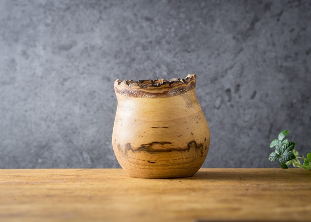 クヌギ材 花器 1(グリーンウッドターニング・鉢カバー・木製花器)/Canaria Wood Works