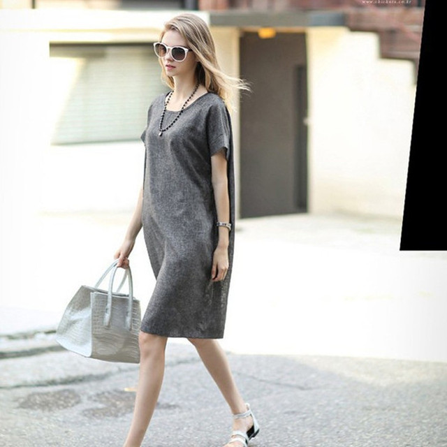 ワンピース 大きいサイズ ゆったり ワンピース チュニック 半袖 レディース ミディアム丈ワンピース 綿麻混 無地 着痩せ ワンピ 新作 春 夏 ワンピースyne75 Bianka