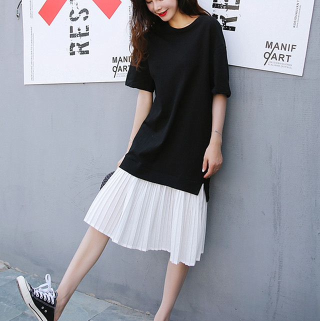 送料無料 シンプルコーデ フリルシャツ レイヤード スウェット ワンピース A039 Command コマンドプラス