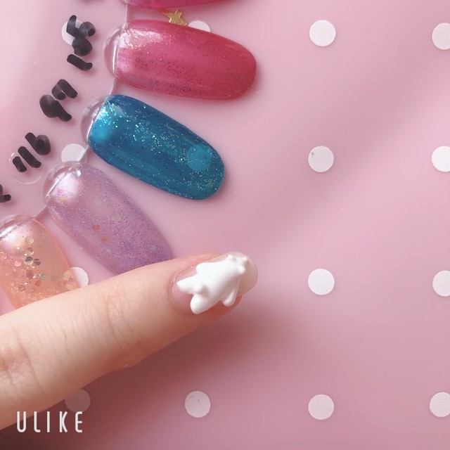 3d ネイルパーツ 白くまちゃんとお月様セット 寝そべり Fire Magic