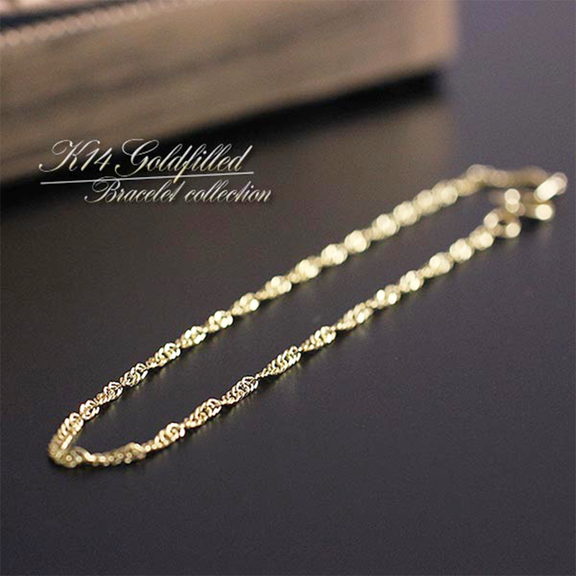☆数量限定再入荷☆【K14GF】アメリカ製 14金ゴールドフィルド・シンガポールチェーン ブレスレット