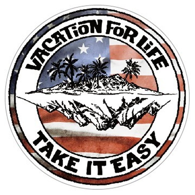 Vfl 星条旗 Take It Easy サークルステッカー Usaフラッグデザイン アメリカンステッカー スーツケース シール Vacation For Life Japan