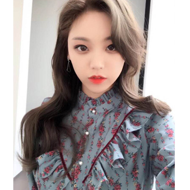 トップス レディース 人気 花柄シフォンワンピース 花柄 シフォン ミディ丈 プリーツ フリル ハイネック 綺麗め きれい エレガント 上品 可愛い 大人可愛い 大人女子 デイリー デイリー使い お出かけ おでかけ デート 女子会 ママ友会 長袖 春 Officewalaa オフィスワラ