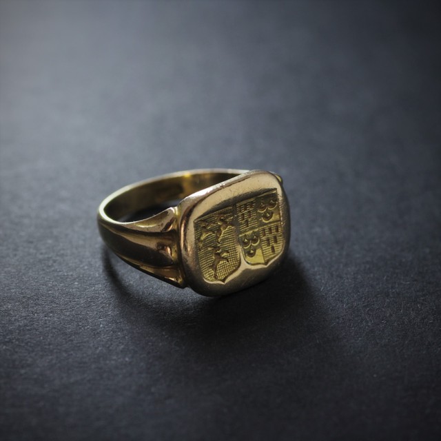 Gold Double Crest Intagrio Ring ゴールド ダブルクレスト インタリオ リング Antique Jewellery Regard