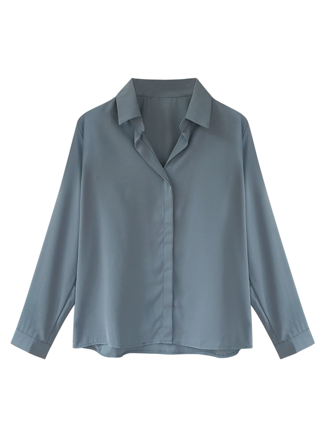 エレガント オープンカラー シフォン とろみブラウス シャツ ルーズ Ol オフィス レディース トップス 長袖 春夏秋冬 お出かけ デート カフェ Officewalaa オフィスワラア レディースファッション スタイル