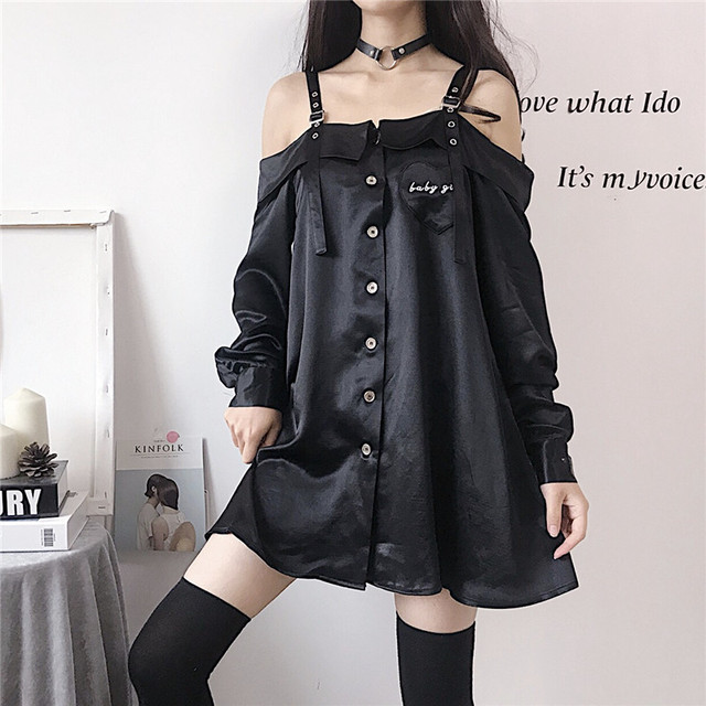 正規品 ゴスロリ系 病み可愛い ワンピ オフショル 細見え シフォン 透け感 黒ゴス 地雷系 ストリート系 原宿系 オルチャン 10代 代 超人気の Centrodeladultomayor Com Uy