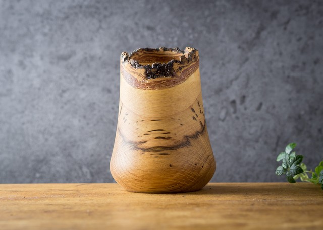 クヌギ材 花器 2(グリーンウッドターニング・鉢カバー・木製花器)/Canaria Wood Works