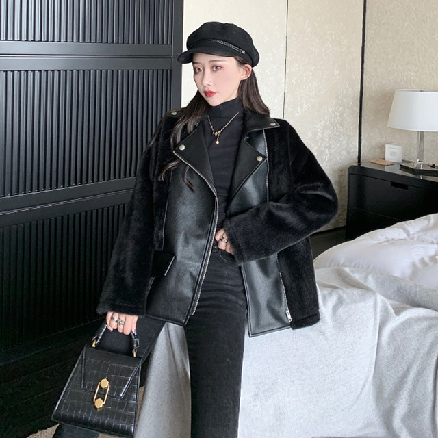 異素材mix ファーコート もこもこ レディース フェイクレザー メンズライク ライダースジャケット カジュアル きれいめ ボーイッシュ ストリート系 アウター 羽織り おしゃれ 韓国 オルチャン Ptnym2719 Shop Suba