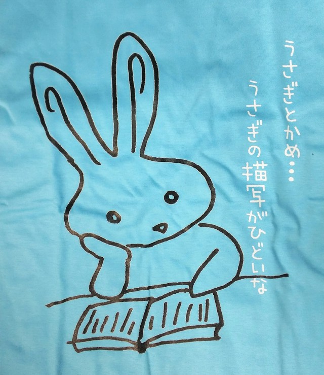 読書するうさぎｔシャツ アクアブルー Sari Misa オリジナルtシャツなどのパンクファッション通販