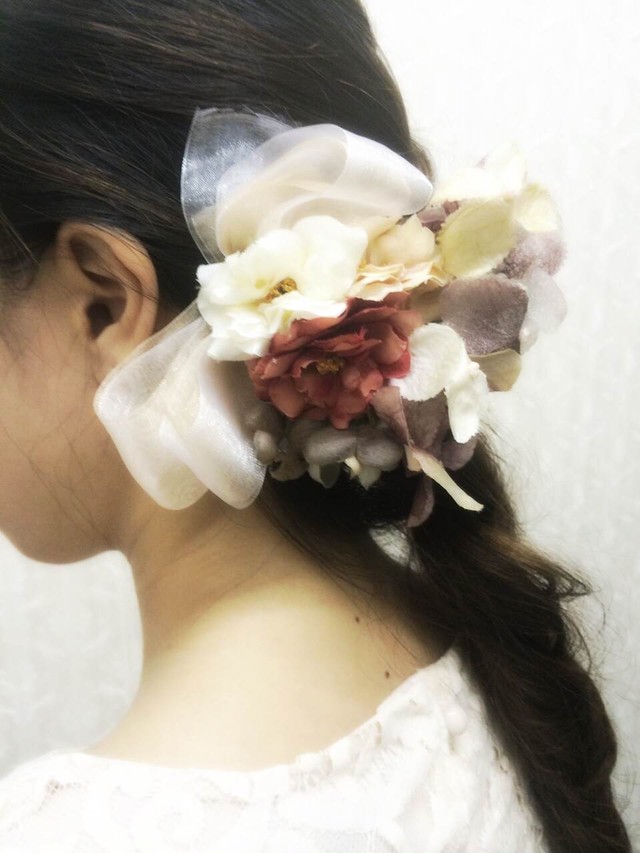 チュールリボンとアートフラワーのヘッドドレス Fairy Garden