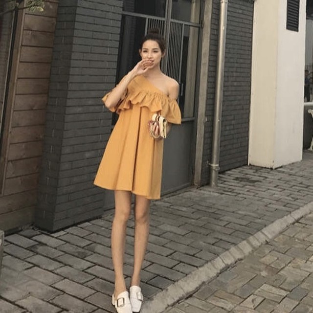 オフショル ワンピース 韓国ファッション オシャレ レディース 大人 ミニ丈 片ショルダー 半袖 フリル シンプル お出かけ 春夏 デート P162 Korean Select 韓国ファッション オルチャンファッション