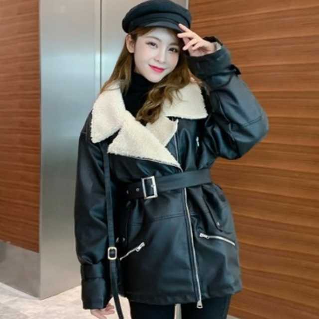 ムートンジャケット ライダース ボアジャケット レディース ベルト ブルゾン ジャンパー カジュアルジャケット アウター フェイクムートン 秋 冬 ミリタリージャケット メンズライク きれいめ クール アウター ジャケット セットアップやパンツドレスなど二次会ドレスに