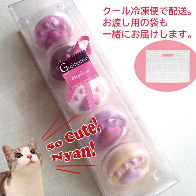 お菓子 人気 ねこさんのにくきゅうギモーヴセット 5個入り 生マシュマロ スイーツ ギフト パティスリー エスキィス