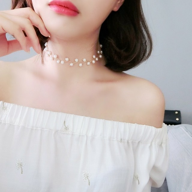 【即納】elegant pearl choker