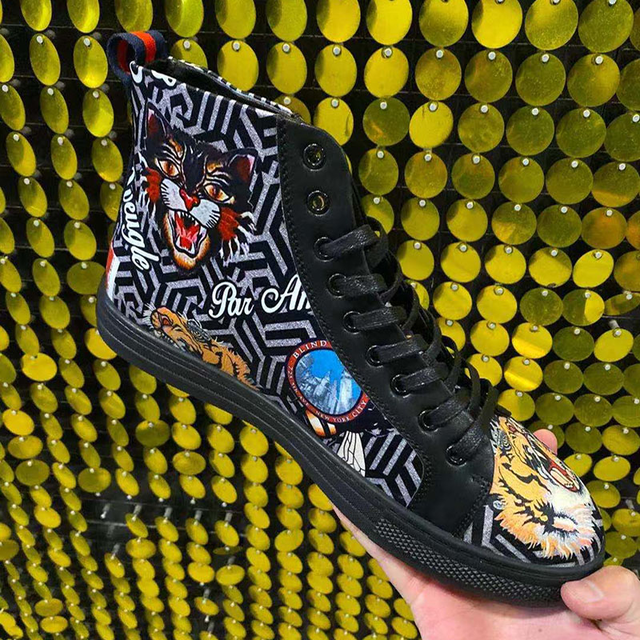 直輸入 ハイカット ローカット カジュアル スニーカー ブラック 虎 新作 メンズ 海外インポート Shoes Chou シューズシュー