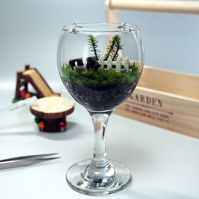 苔テラリウム 手作りキット一式 ワイングラス 工房 津軽moss