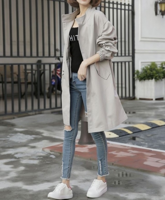 コート ジャケット レディース アウター カジュアル スプリングコート ミディ丈 ミリタリージャケット トレンチ 大きいサイズ 韓国 春新作 春 春色 春服 春sale ゆったり コート ジャケット Leaflower 001 リーフラワー レディースファッション専門店