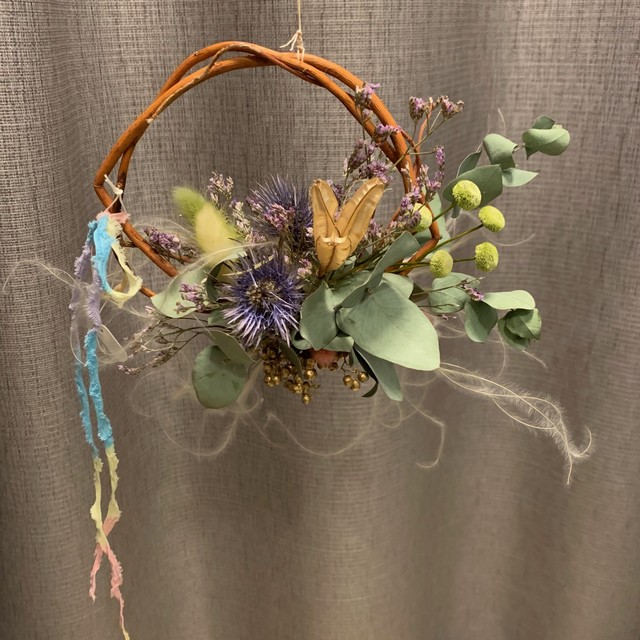 Dried Flower Wreath ドライフラワーリース フライングリース オーナメント ユーカリ Number12