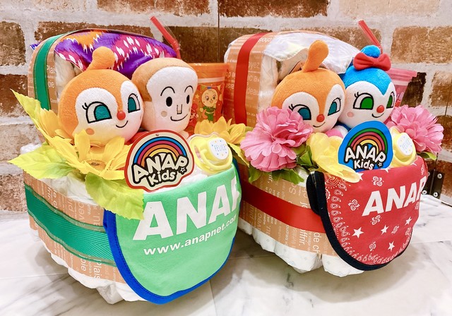 おむつベビーカー おむつケーキ オムツケーキ Anap アナップ 出産祝い 誕生祝い お祝い アンパンマン ドキンちゃん コキンちゃん 食パンマン プリちぃビーンズ ディズニー おむつバイク おむつケーキファクトリーby D4