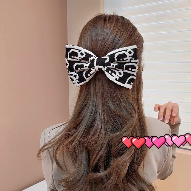 でか リボン バレッタ ヘアアクセサリー ブラック 黒 Loveysmileshop