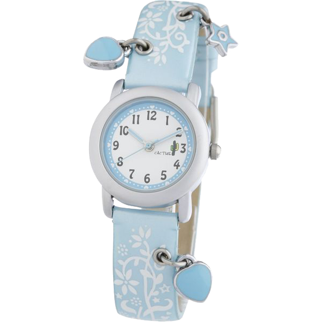 キッズ腕時計 ガールズデザイン ライトブルー フラワーモチーフ ハートのチャーム Cac 28 L04 サボテンマークの腕時計カクタス Cactus Jp公式オンラインストア
