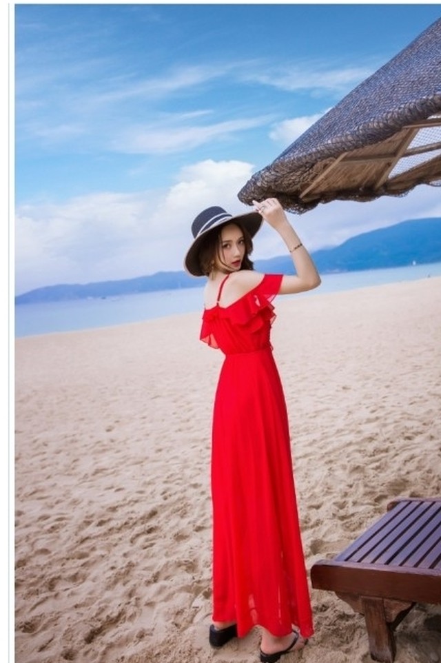 レディース ワンピース 春夏 ワンピース マキシワンピース 赤ワンピース 赤いワンピース カシュクール Vネック ロング丈 大人 綺麗め 春 Basecamp49