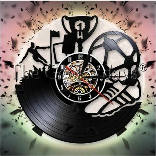 予約 海外輸入 サッカー クラブ チーム 掛け時計 壁アート ヴィンテージ 30cm レコード盤 人気 インテリア ６種類展開 ６ Kage026s Store