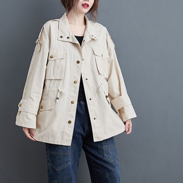 マウンテンパーカー レディース 春アウター 大きいサイズ 白 テラコッタ グリーン 前開き ハイネック 襟付き 長袖 ウインドブレーカー スプリングコート パーカー 30代 40代 アウトドア Rx1081 Raxia ラクシア