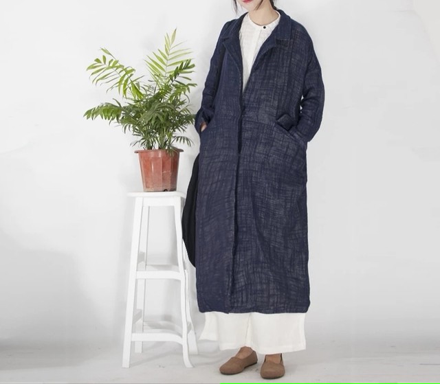 ゆったりやわらか コート ブラック黒 ワンピース 春秋 リネン麻 自然とゆったり暮らす服 キトイツカ