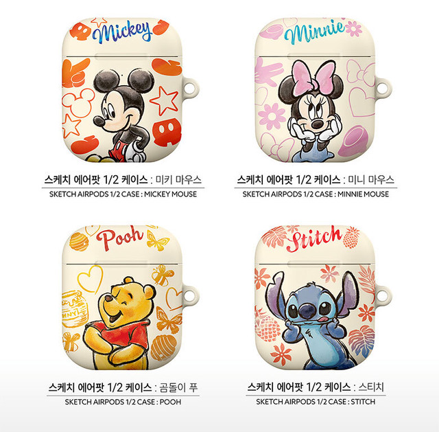 ディズニー Disney Airpods エアポッズ イヤホンケース スケッチ イラスト 手描き風 ミッキー ミニー Zoom Disney Airpods Hanholic Jp Iphoneケース スマホアクセサリー 輸入雑貨