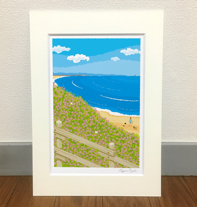 イラスト マット紙仕上げ A4 湘南ランドスケープ 08 海辺のハマダイコン 湘南デザイン室