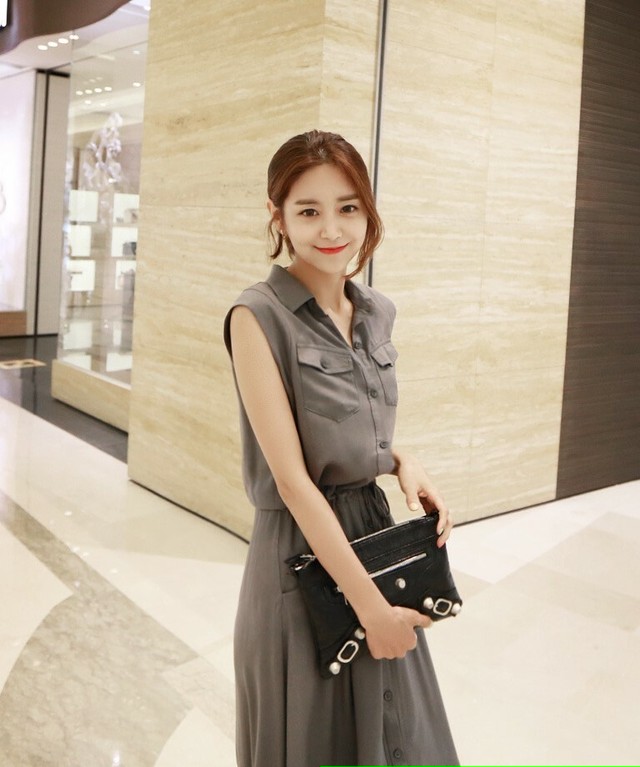 サファリワンピース シャツワンピース ノースリーブ はおり 胸ポケット フロントボタン ウエストリボン ギャザー きれいめ かっこいい 大人カジュアル 上品 洗練 都会的 おでかけ 通勤 通学 デート リゾート Crystalhk