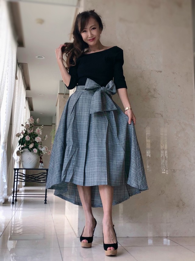 グレンチェック テールカットスカート Koinotorico