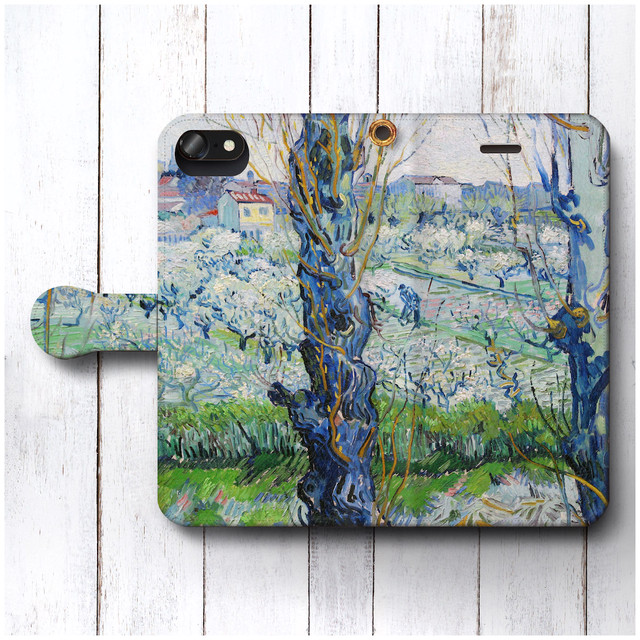 Iphonese ケース スマホケース 手帳型 全機種対応 ケース おしゃれ 人気 ケース 絵画 ファン ゴッホ アルル 開花果樹園の眺め 個性派スマホケース Naturemate