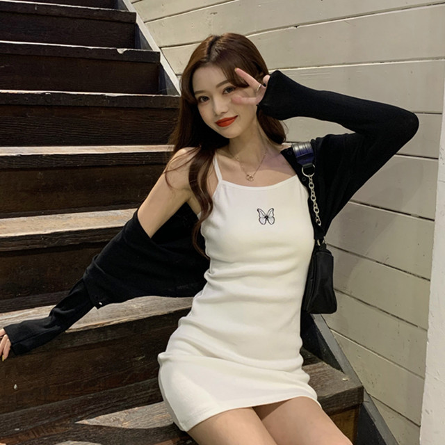 ワンピース キャミソールワンピース ミニ丈 バタフライ カーディガン 長袖 ショート丈 春 Quadrifolie クローバー