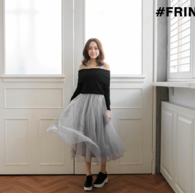 グレー ワンピース チュール ペチコート キャミソール レディース ロング 重ね着 スカート Tradearch